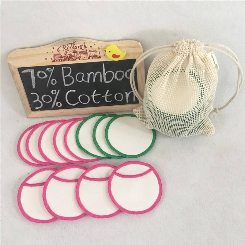 Hot Sell Makeup Remover Bamboo Cotton Pads With Mesh Bag Round Facial Skin Wash Cloth Pads